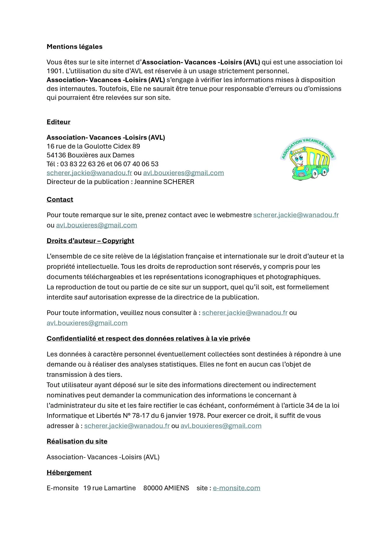 Avl mentions legales