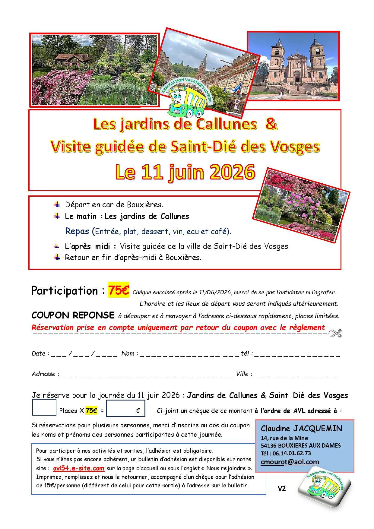 Plaquette St Dié et jardins Callunes avec contact